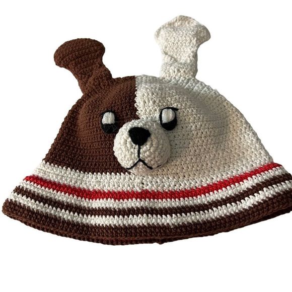 Crochet Puppy Dog Hat Cap Child’s Size 1-2T NWT White Brown Kid’s‎ Crochet Hat - Picture 10 of 12